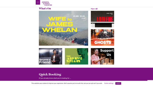 Screenshot of the Jermyn Street Theatre website