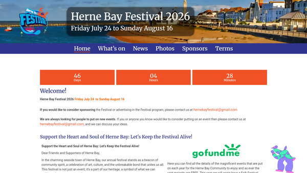 Screenshot of the Herne Bay Festival website