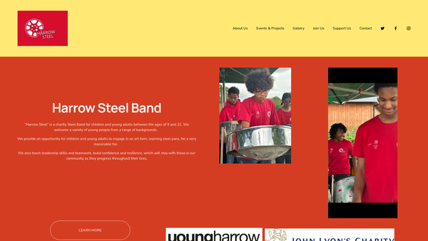 Screenshot of the Harrow Steel website