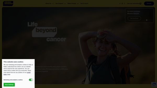 Screenshot of the Mission Remission website