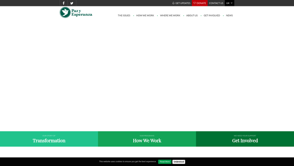 Screenshot of the Paz Y Esperanza UK website