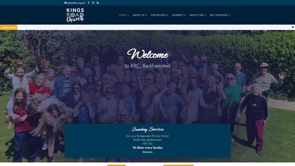 Screenshot of the King's Road Church website