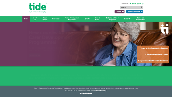 Screenshot of the Together In Dementia Everyday website