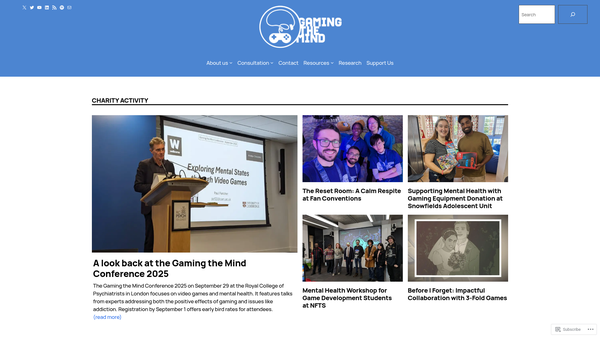 Screenshot of the Gaming The Mind website