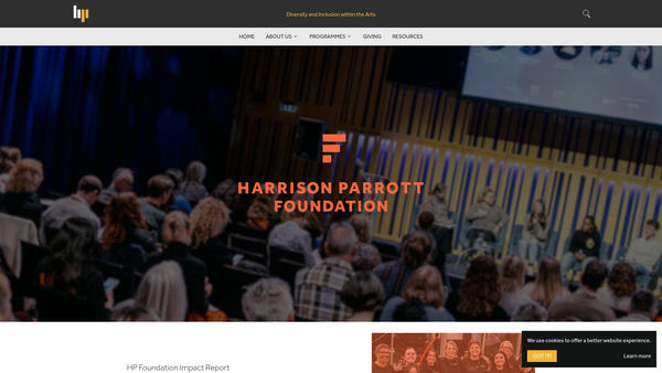 Screenshot of the Harrison/parrott Foundation website
