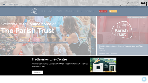 Screenshot of the The Parish Trust website