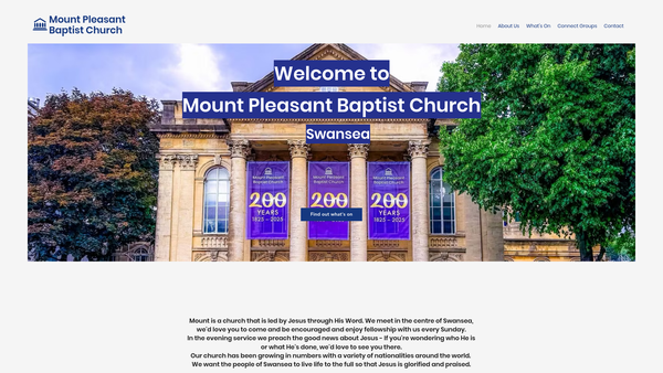 Screenshot of the Mount Pleasant Baptist Church website