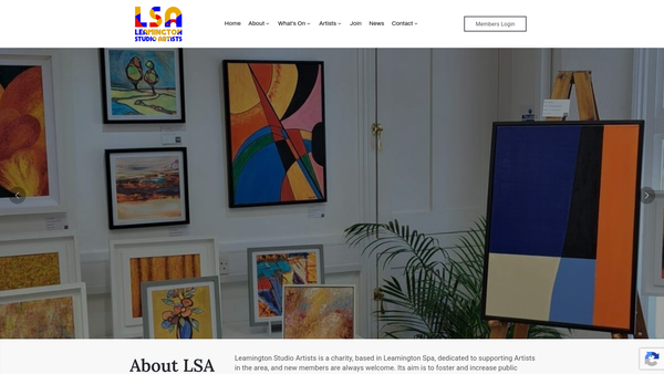 Screenshot of the Leamington Studio Artists website