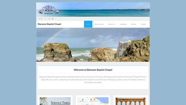 Screenshot of the Ebenezer Baptist Chapel Newquay website