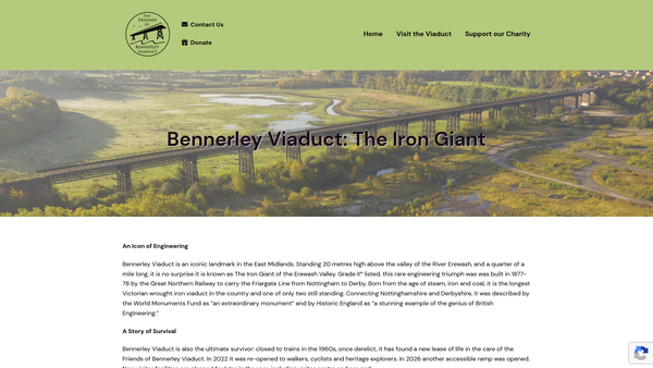 Screenshot of the Friends Of Bennerley Viaduct website