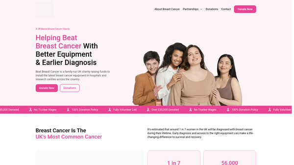 Screenshot of the Beat Breast Cancer website