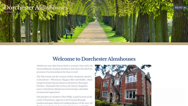 Screenshot of the Dorchester Almshouses website