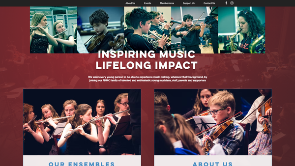 Screenshot of the Peak District Music Centres website