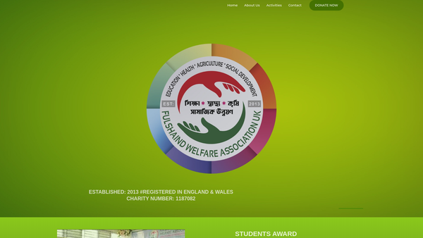 Screenshot of the Fulshaind Welfare Association UK website