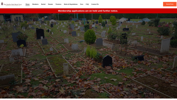 Screenshot of the The Muslim Patel Burial Trust website