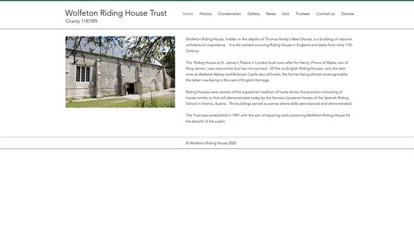 Screenshot of the The Wolfeton Riding House Trust website