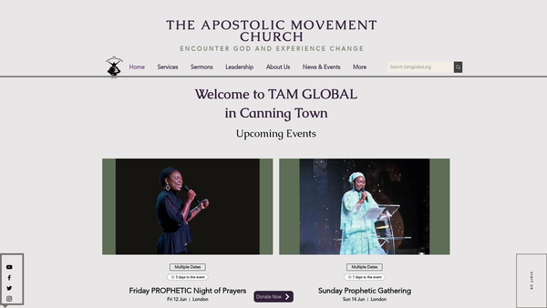 Screenshot of the The Apostolic Movement Church website