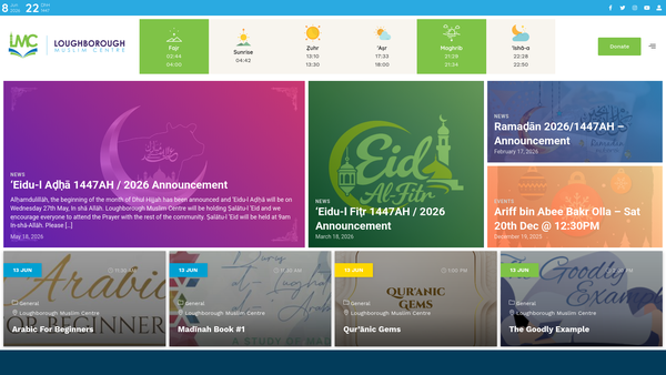 Screenshot of the Loughborough Muslim Centre website