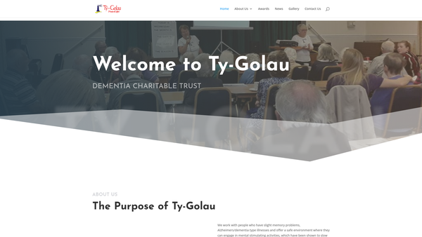 Screenshot of the Ty Golau Dementia Charitable Trust website