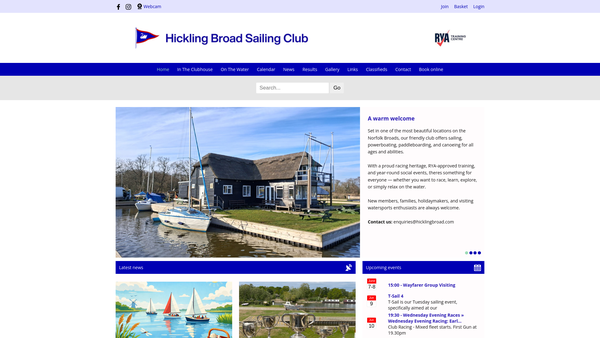 Screenshot of the Hickling Broad Sailing Club CIO website