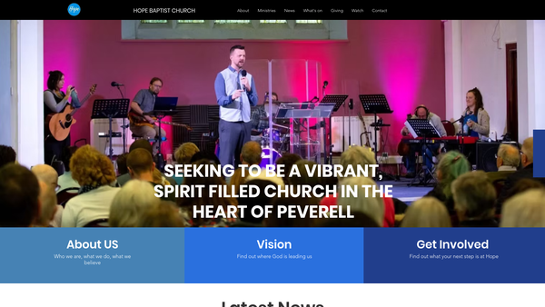 Screenshot of the Hope Baptist Church, Plymouth website