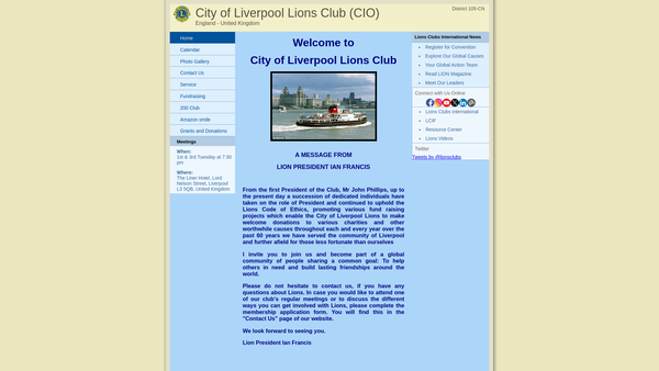 Screenshot of the City Of Liverpool Lions Club (CIO) website