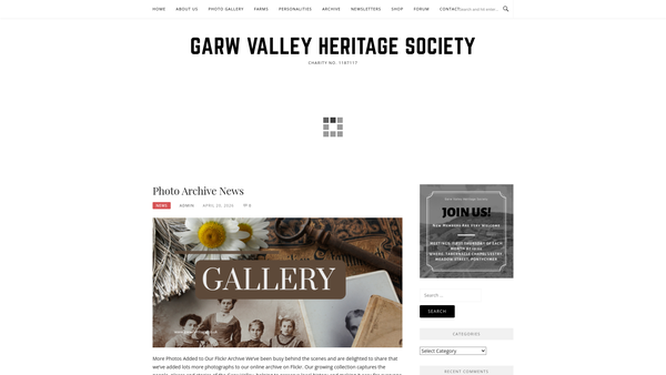 Screenshot of the Garw Valley Heritage Society website