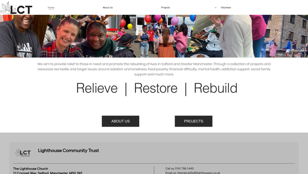 Screenshot of the Lighthouse Community Trust Manchester (Lct Manchester) website