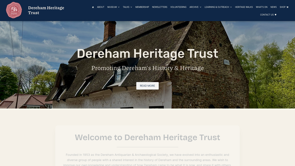Screenshot of the Dereham Heritage Trust website