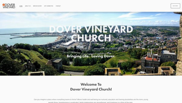Screenshot of the Dover Vineyard Church website
