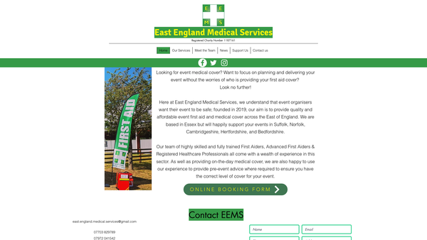 Screenshot of the East England Medical Services website