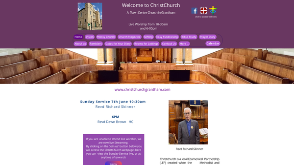 Screenshot of the Christchurch (Methodist And United Reformed) Grantham website