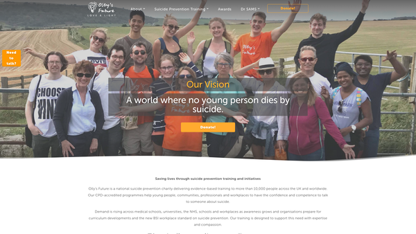 Screenshot of the Olly's Future website