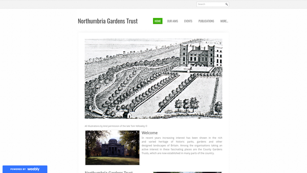 Screenshot of the The Northumbria Gardens Trust website