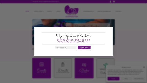 Screenshot of the The Luca Foundation website