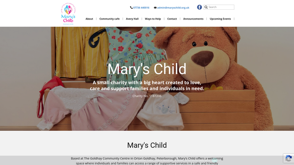 Screenshot of the Mary's Child website