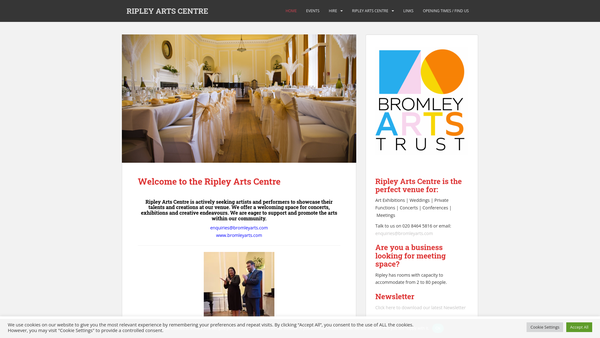 Screenshot of the Bromley Arts Trust website