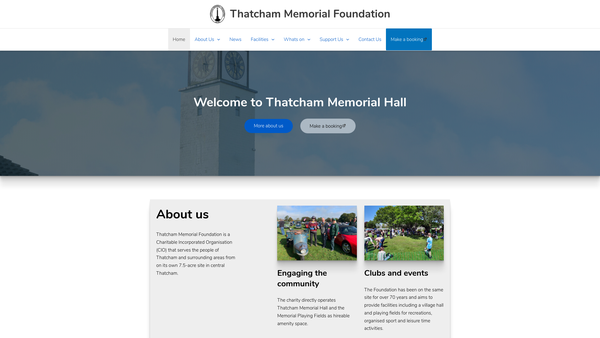 Screenshot of the Thatcham Memorial Foundation website