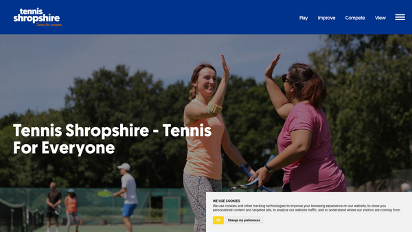 Screenshot of the Tennis Shropshire website