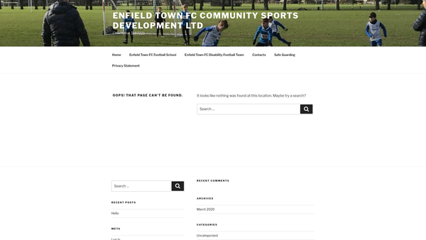 Screenshot of the Enfield Town FC Community Sports Development Ltd website