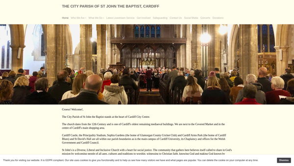 Screenshot of the The Parochial Church Council Of The City Parish Of St John The Baptist, Cardiff website