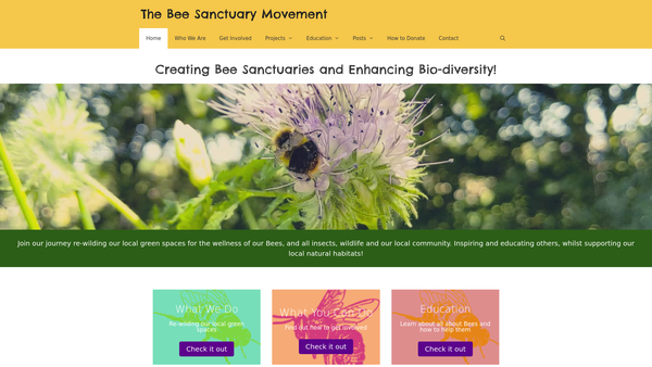 Screenshot of the The Bee Sanctuary Movement website