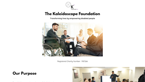 Screenshot of the The Kaleidoscope Foundation website