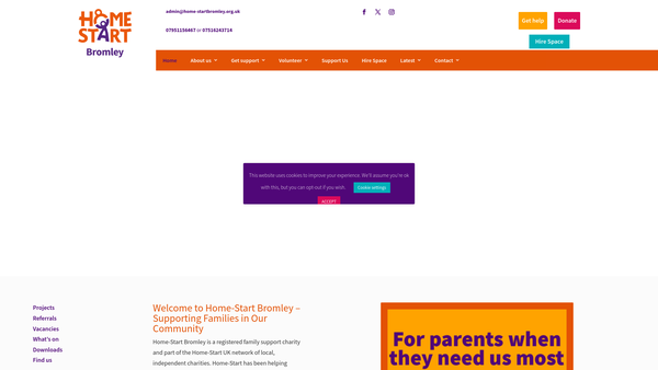 Screenshot of the Home-Start Bromley website