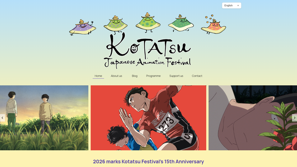 Screenshot of the Kotatsu Japanese Animation Festival website