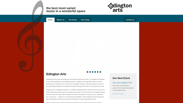 Screenshot of the Edington Arts website