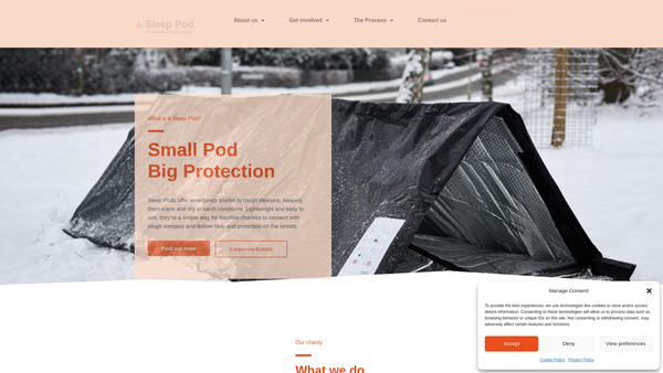 Screenshot of the Sleep Pod website
