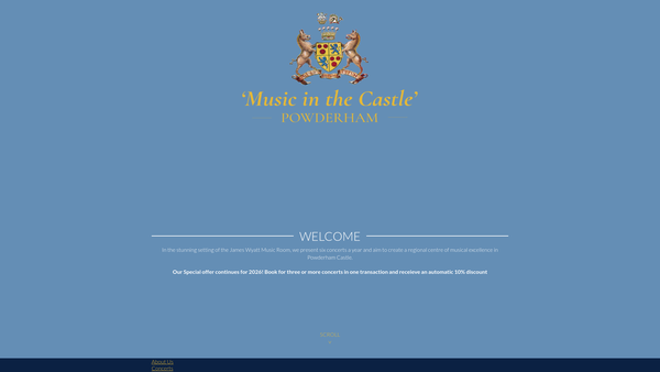 Screenshot of the Music In The Castle website