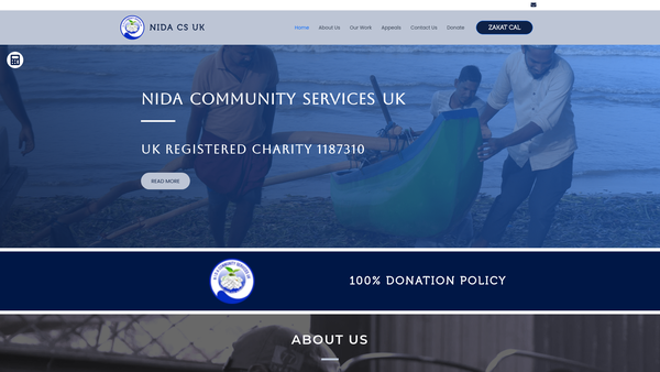 Screenshot of the Nida Community Services UK website