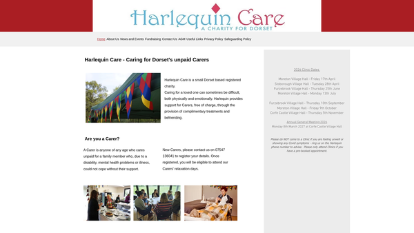 Screenshot of the Harlequin Care website